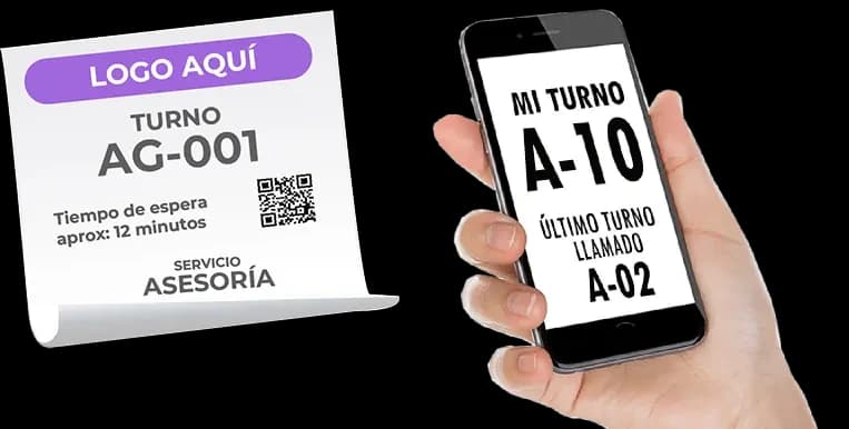 Ticket de turno en físico y en el teléfono